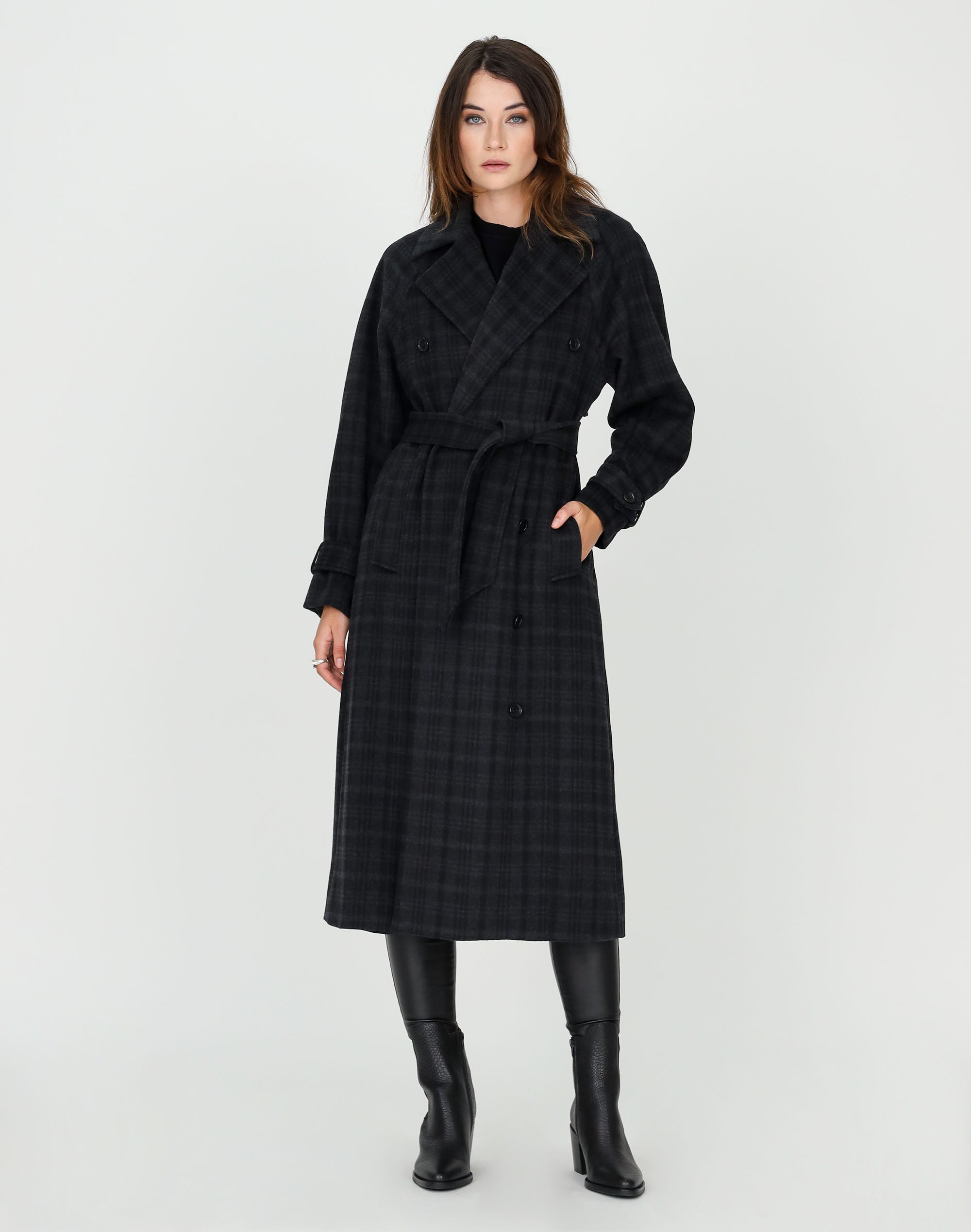 Grey checked clearance coat womens