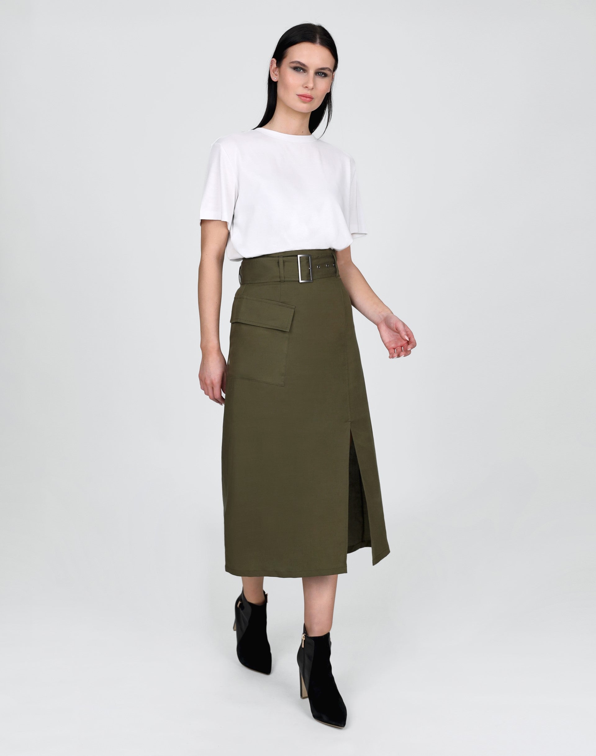 Belted Cargo Skirt Green Skirts Long Women s Clothing Storm