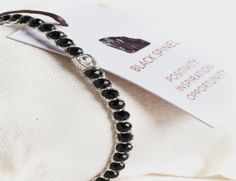 Black Spinel Silver Bracelet