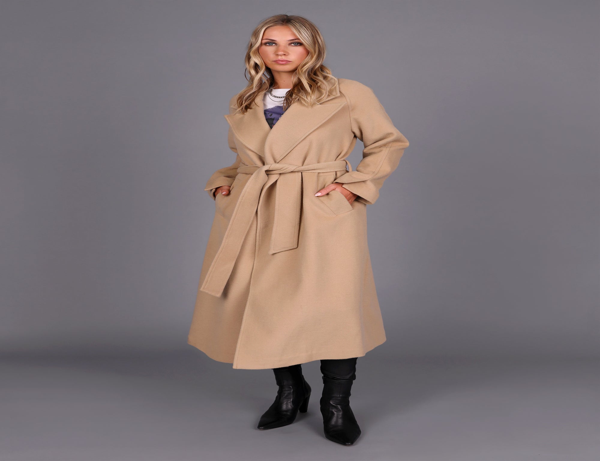 Chief Wool Belted Wrap Coat