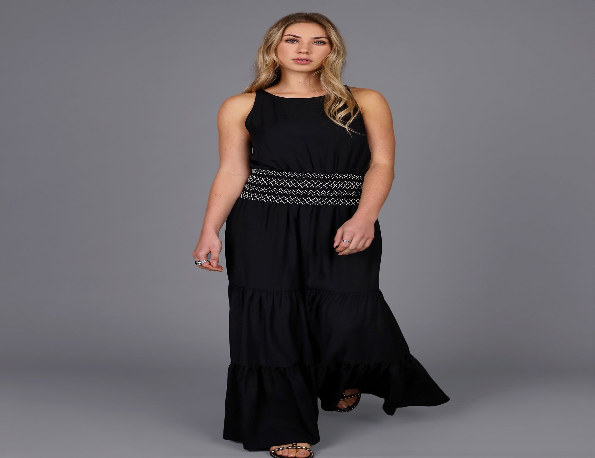 Contrast Stitch Maxi Dress