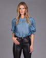 Edged Shirred Sleeve Top