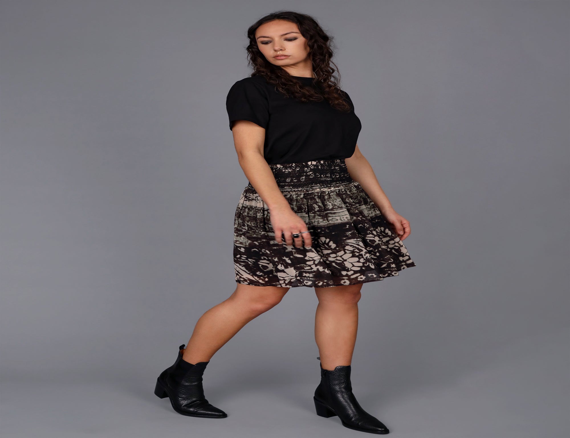 Fiasco Print Shirred Skirt