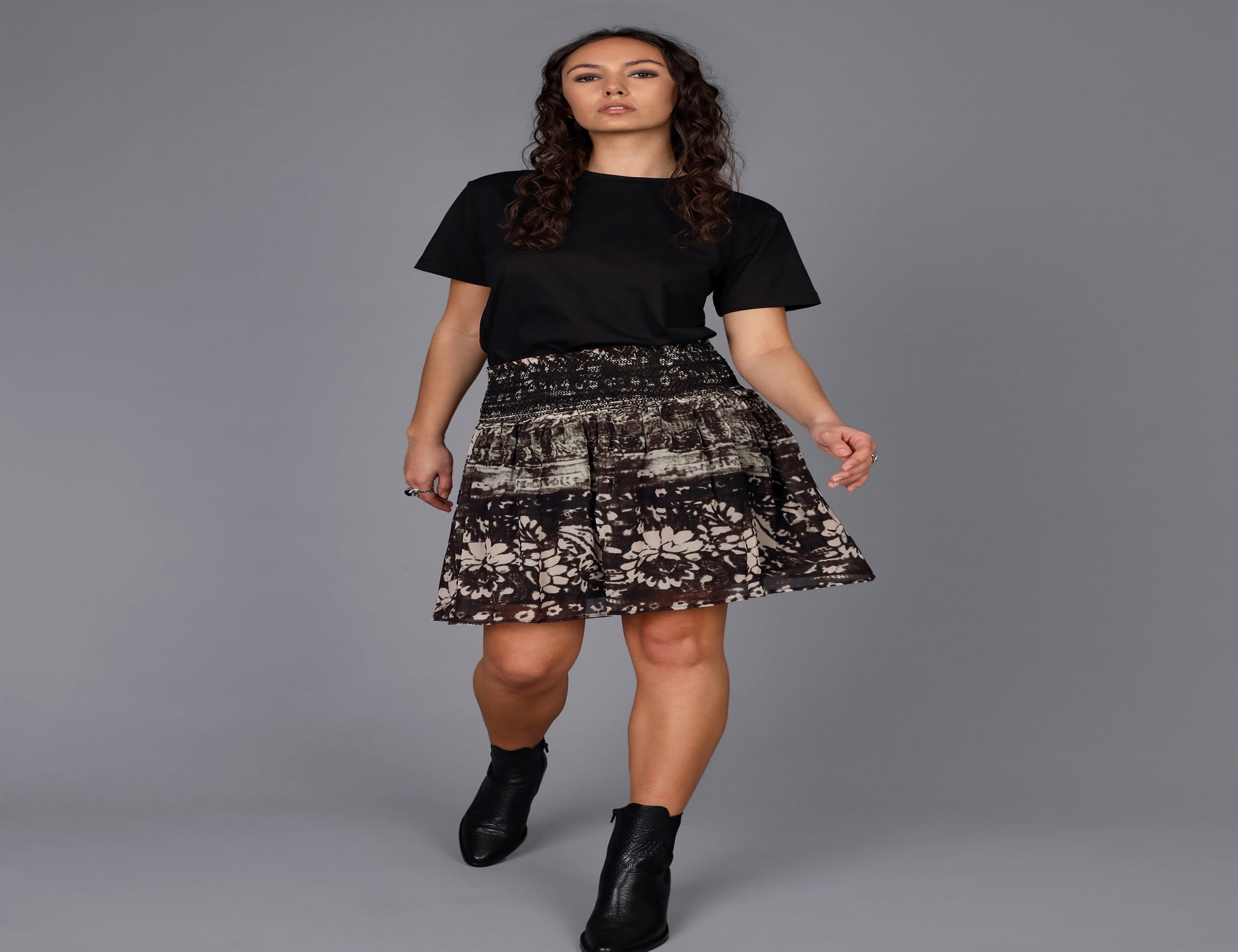 Fiasco Print Shirred Skirt