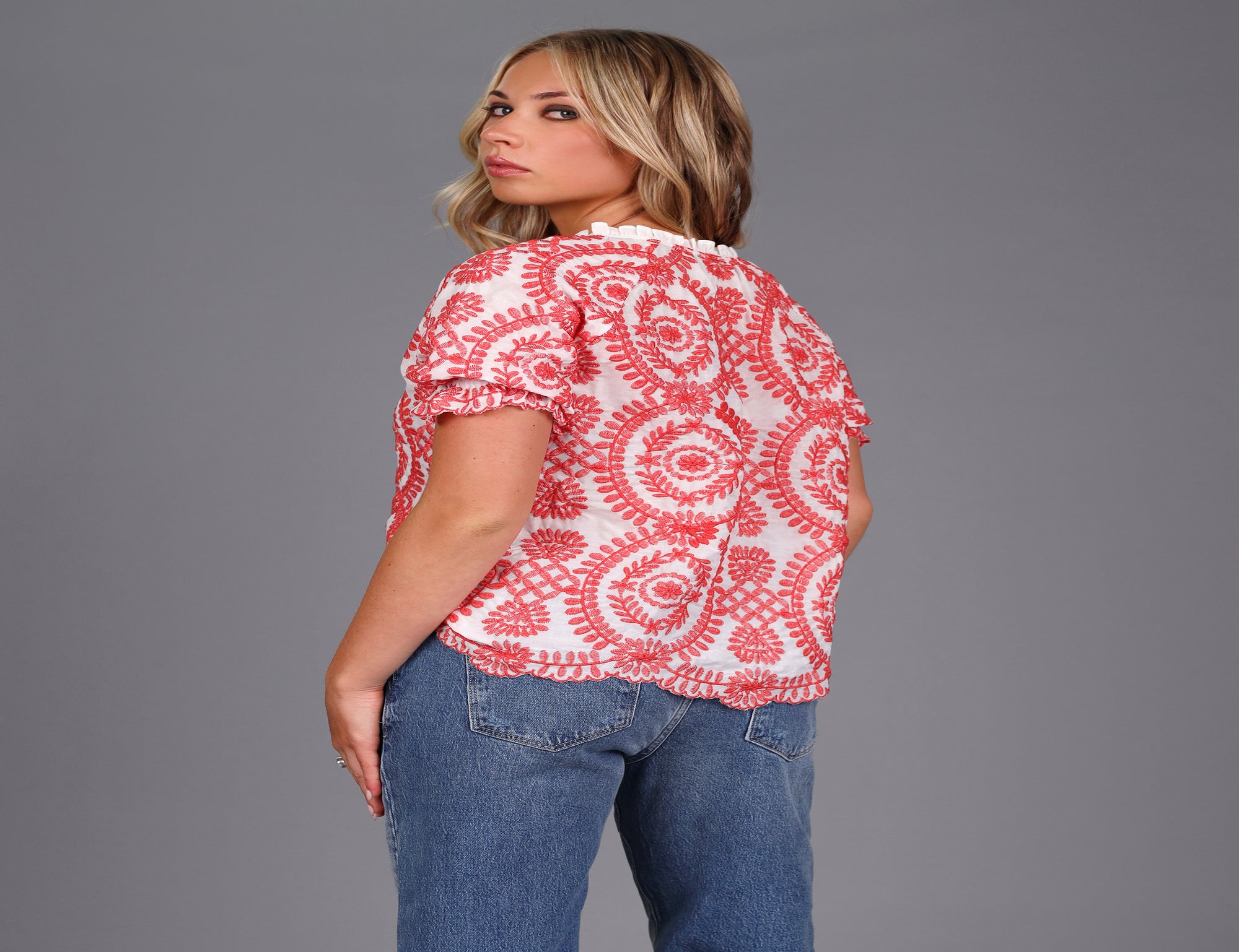 Flame Embroidered Top