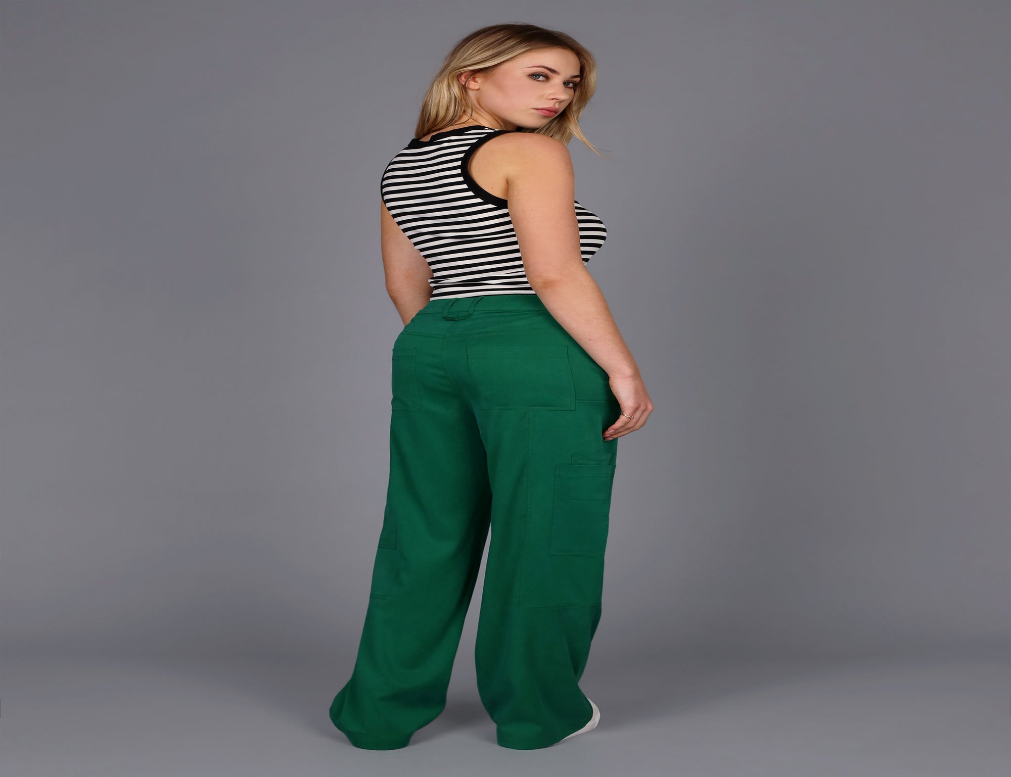 Green Cargo Wide Leg Pants