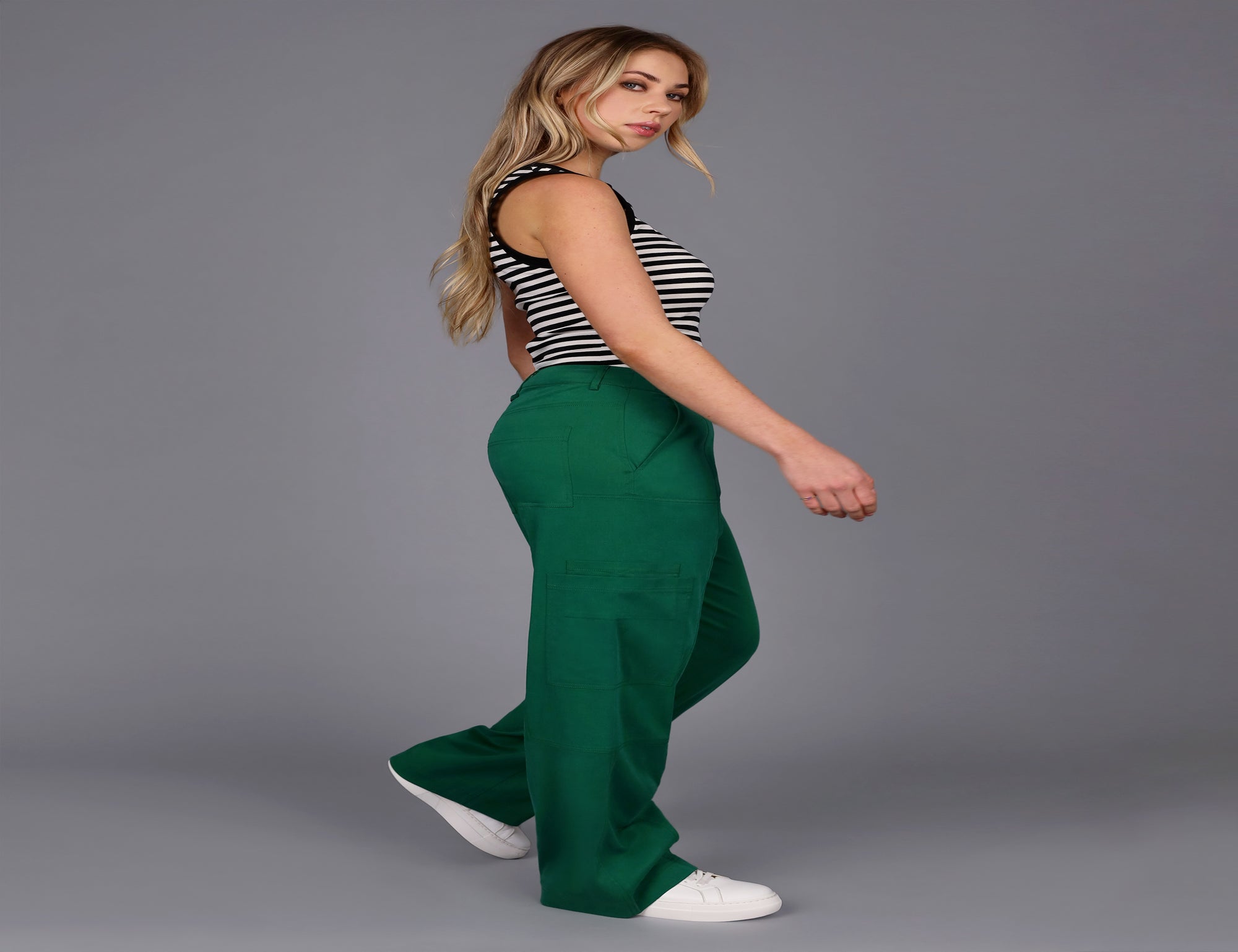 Green Cargo Wide Leg Pants