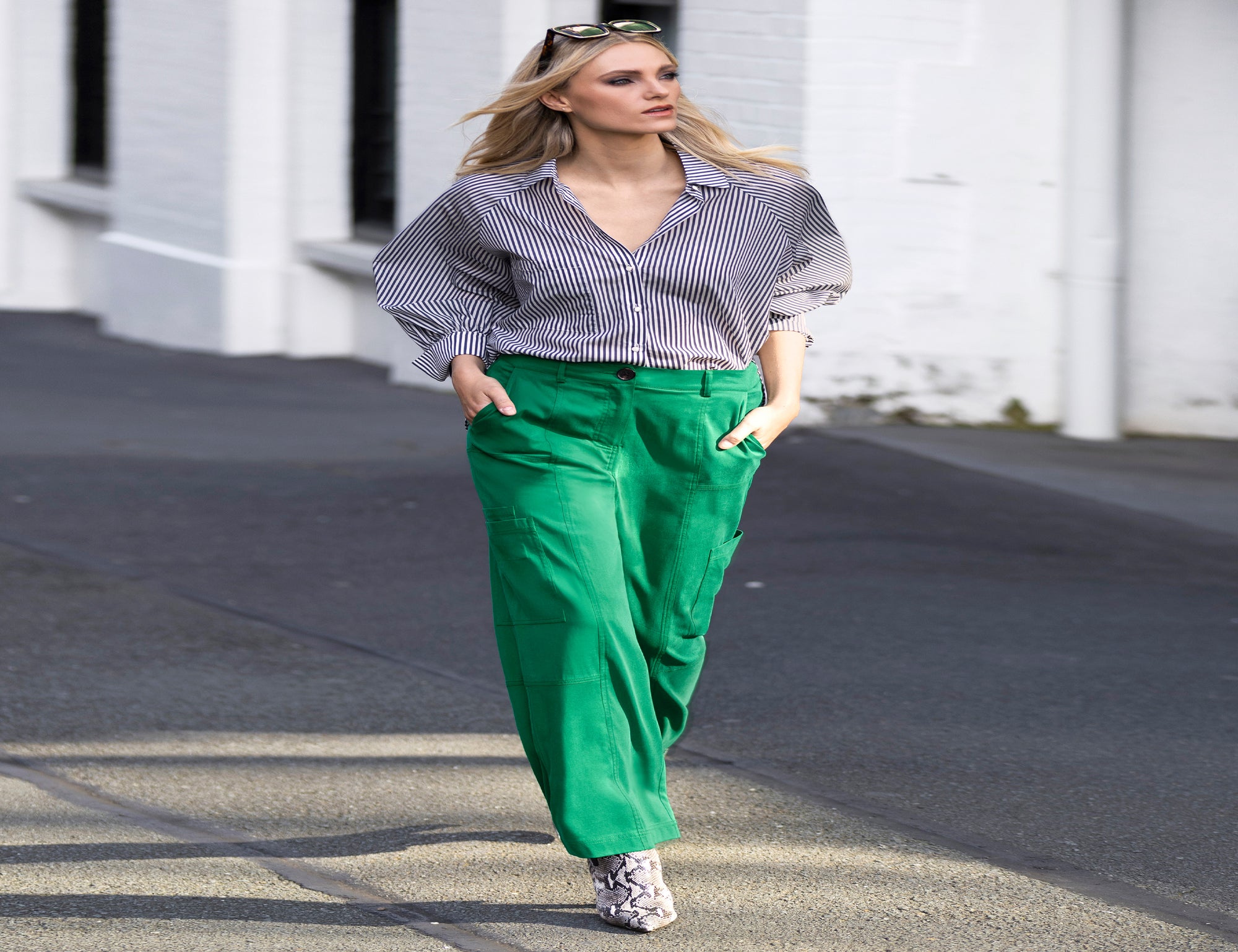 Green Cargo Wide Leg Pants