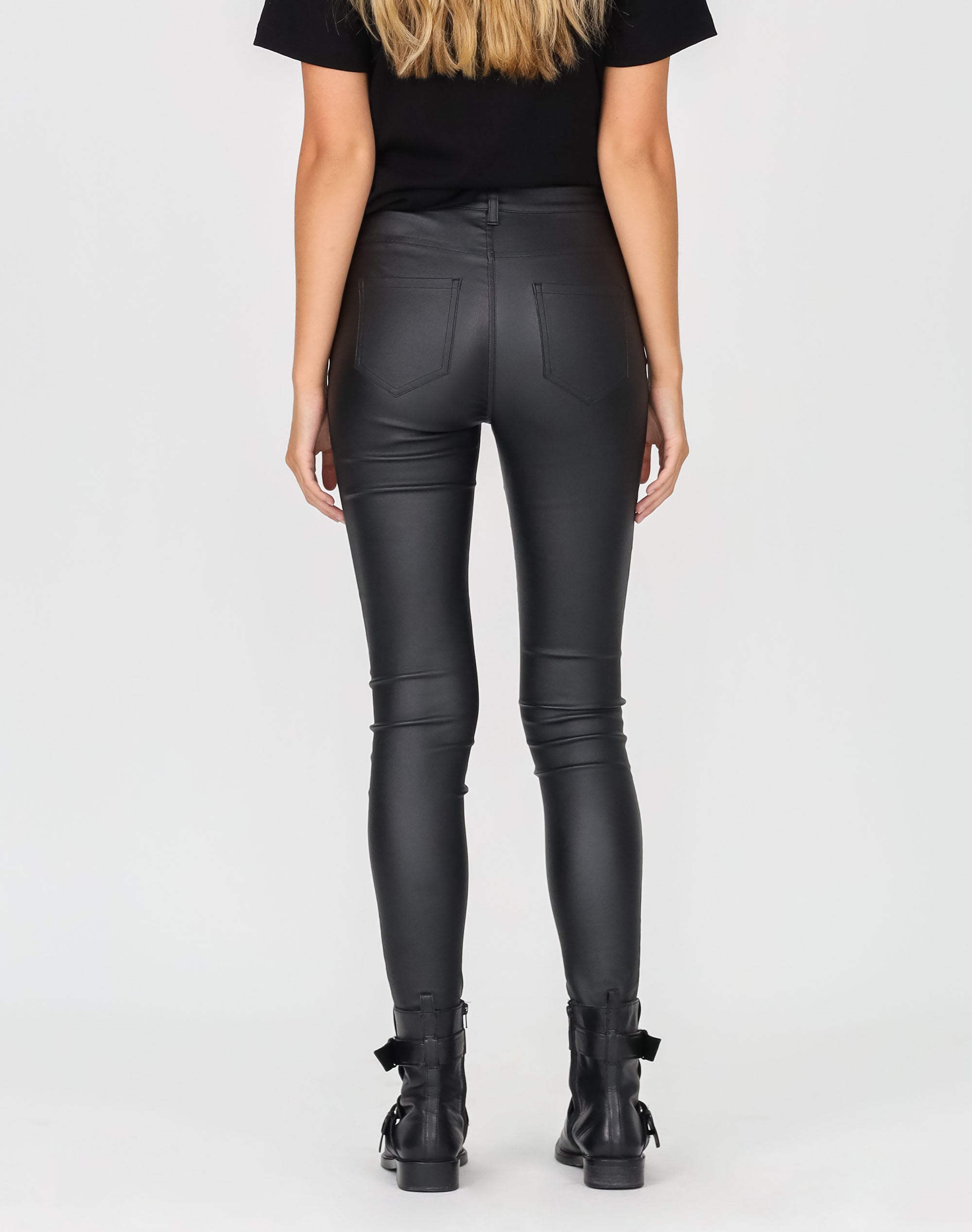 High waisted clearance wet look trousers