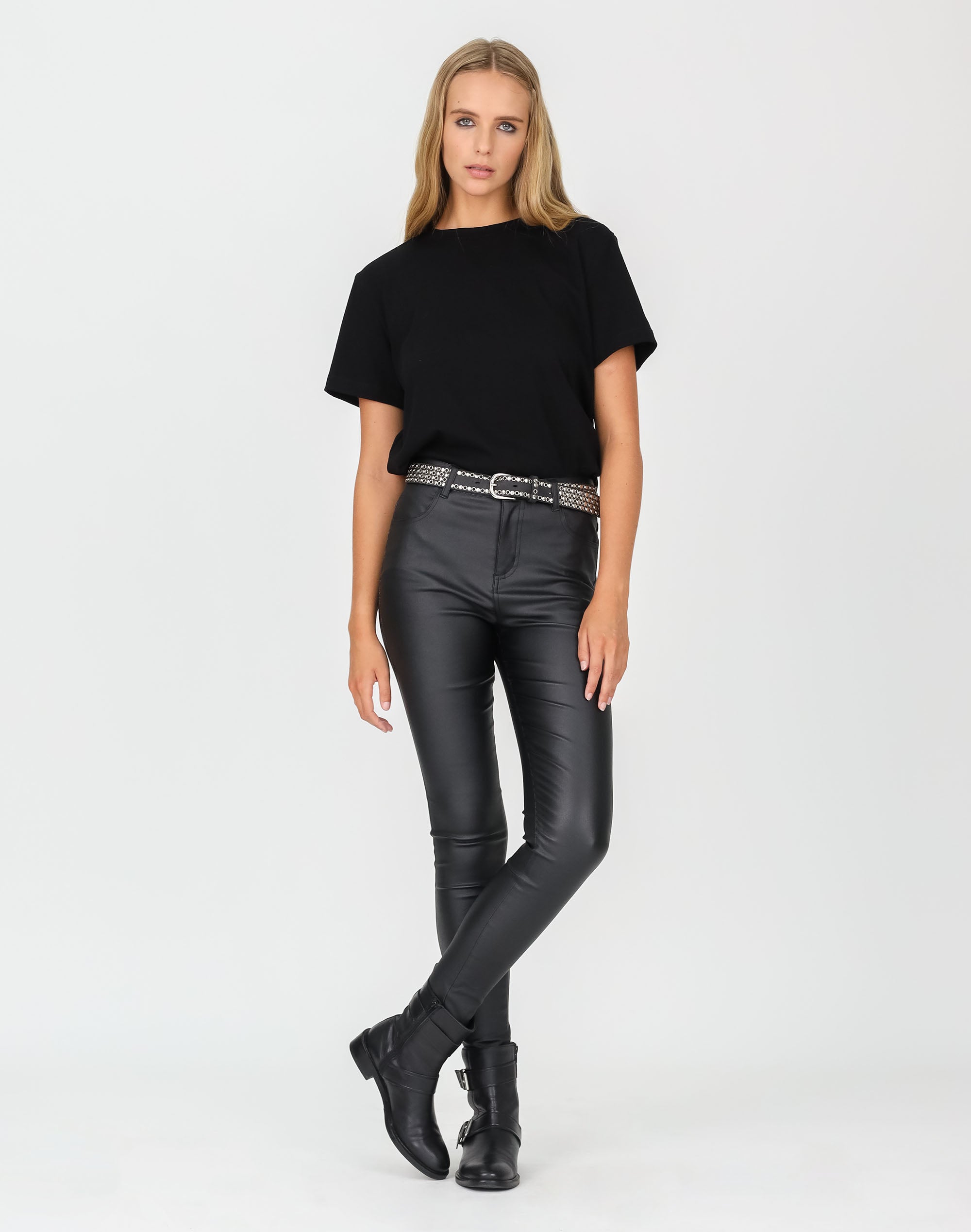 Leather look cargo trousers | BSB Fashion
