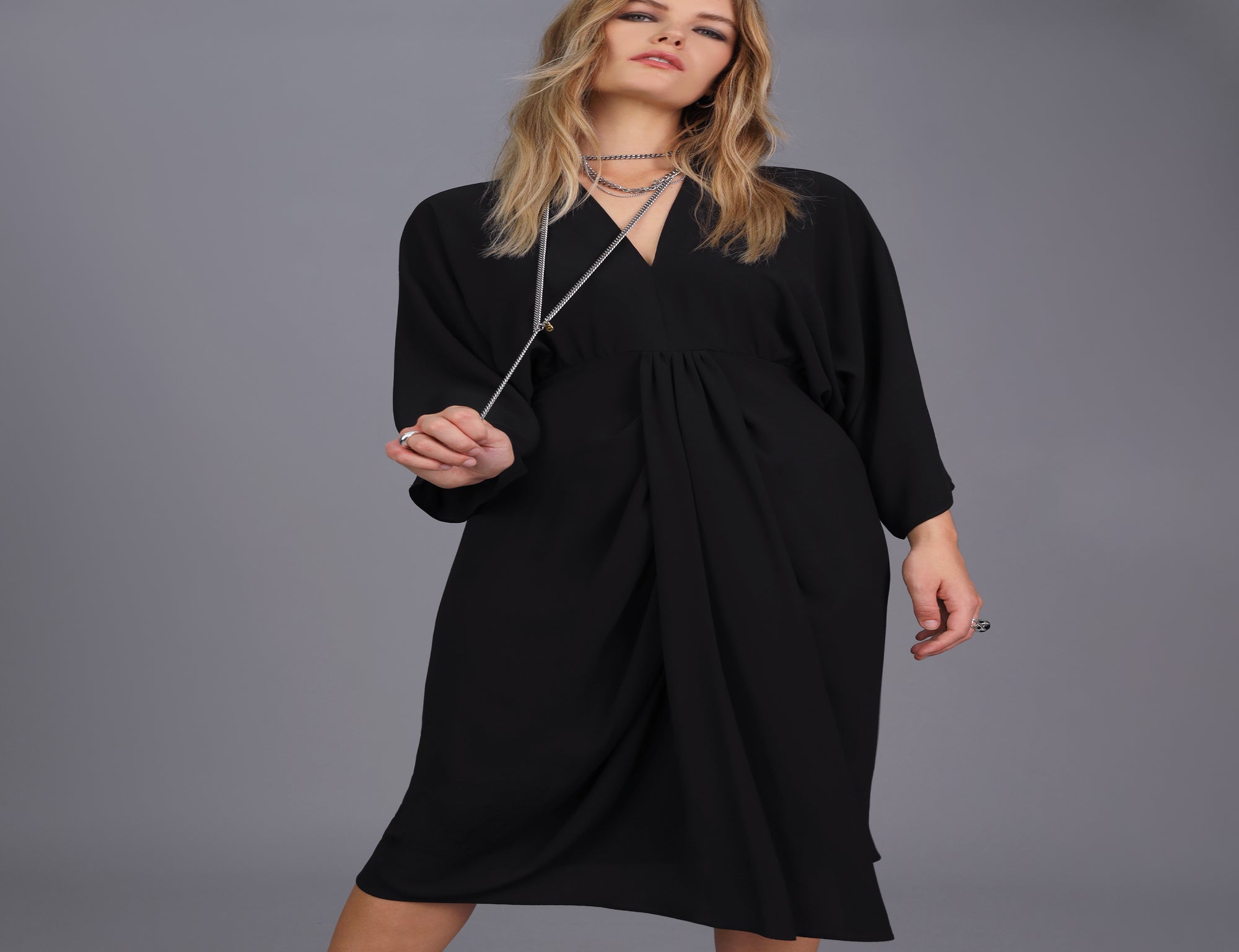 Kimono Dress - Black - Dresses - Midi - Women's Clothing - Storm