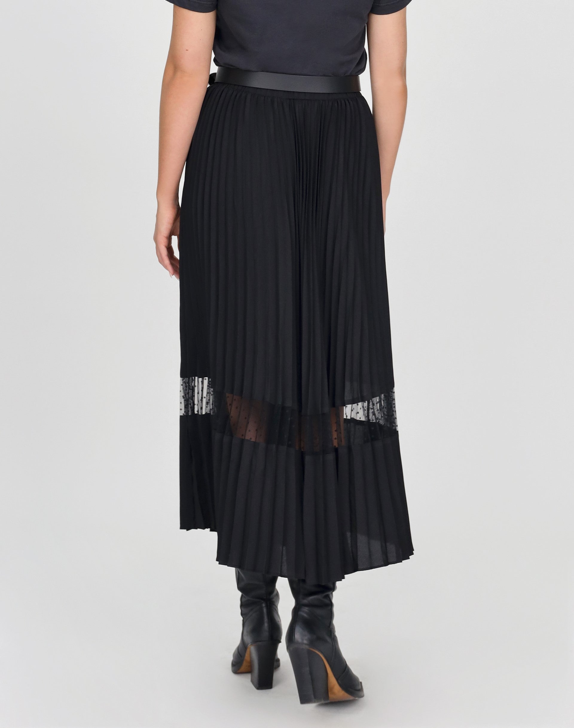 Black pleated shop skirt lace top