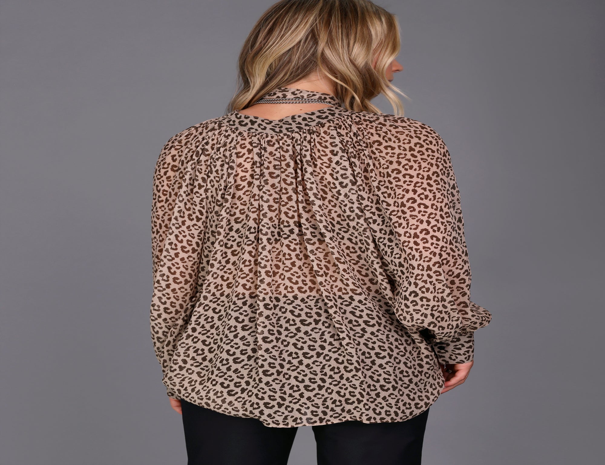 Leopard Neck Tie Top