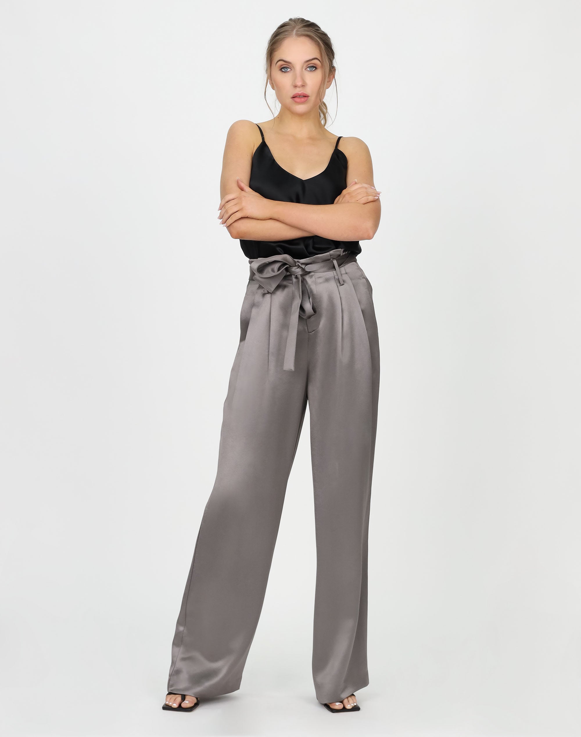 Red Satin High Waist Wide Leg Trousers  PrettyLittleThing
