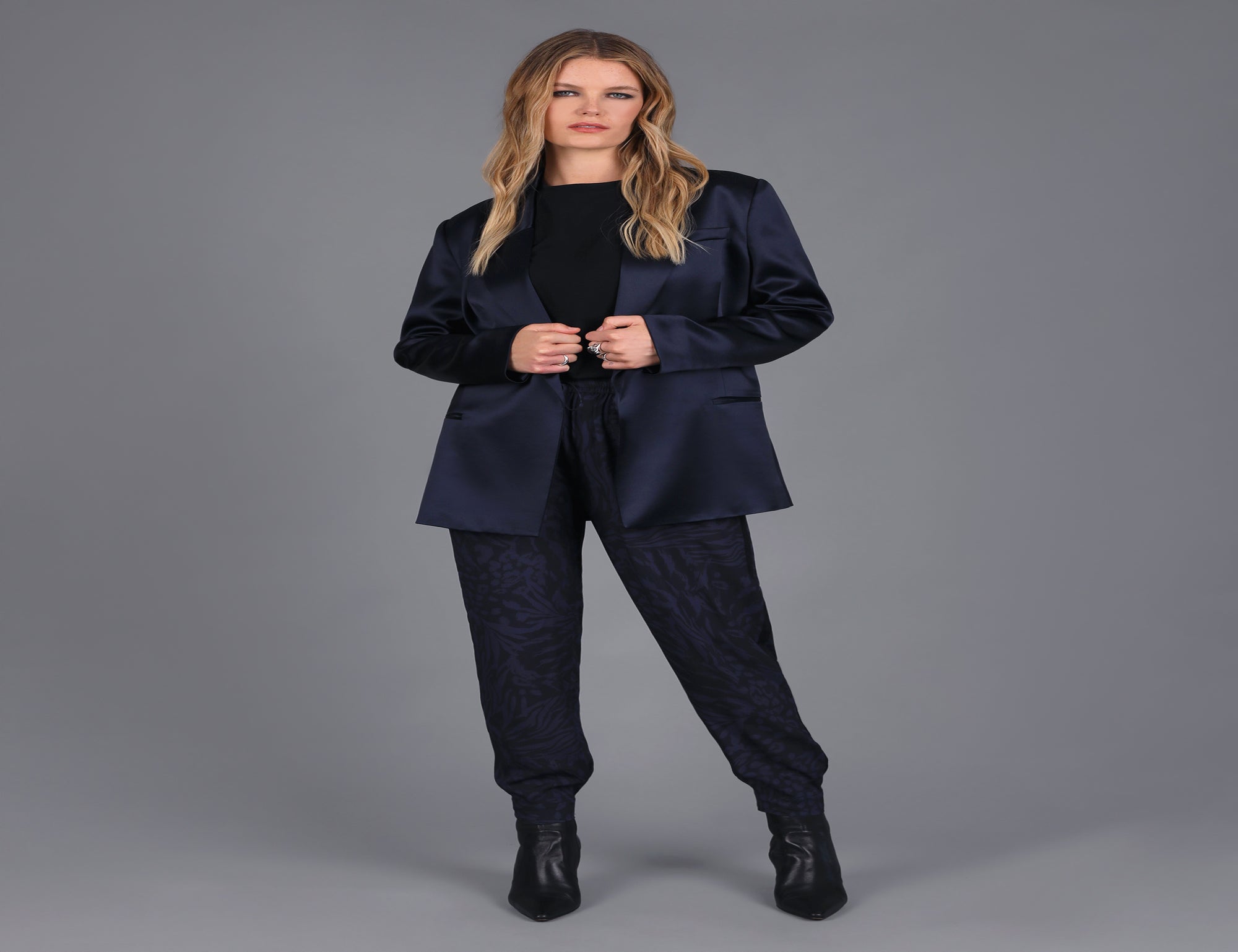 Liquid Satin Tuxedo Blazer