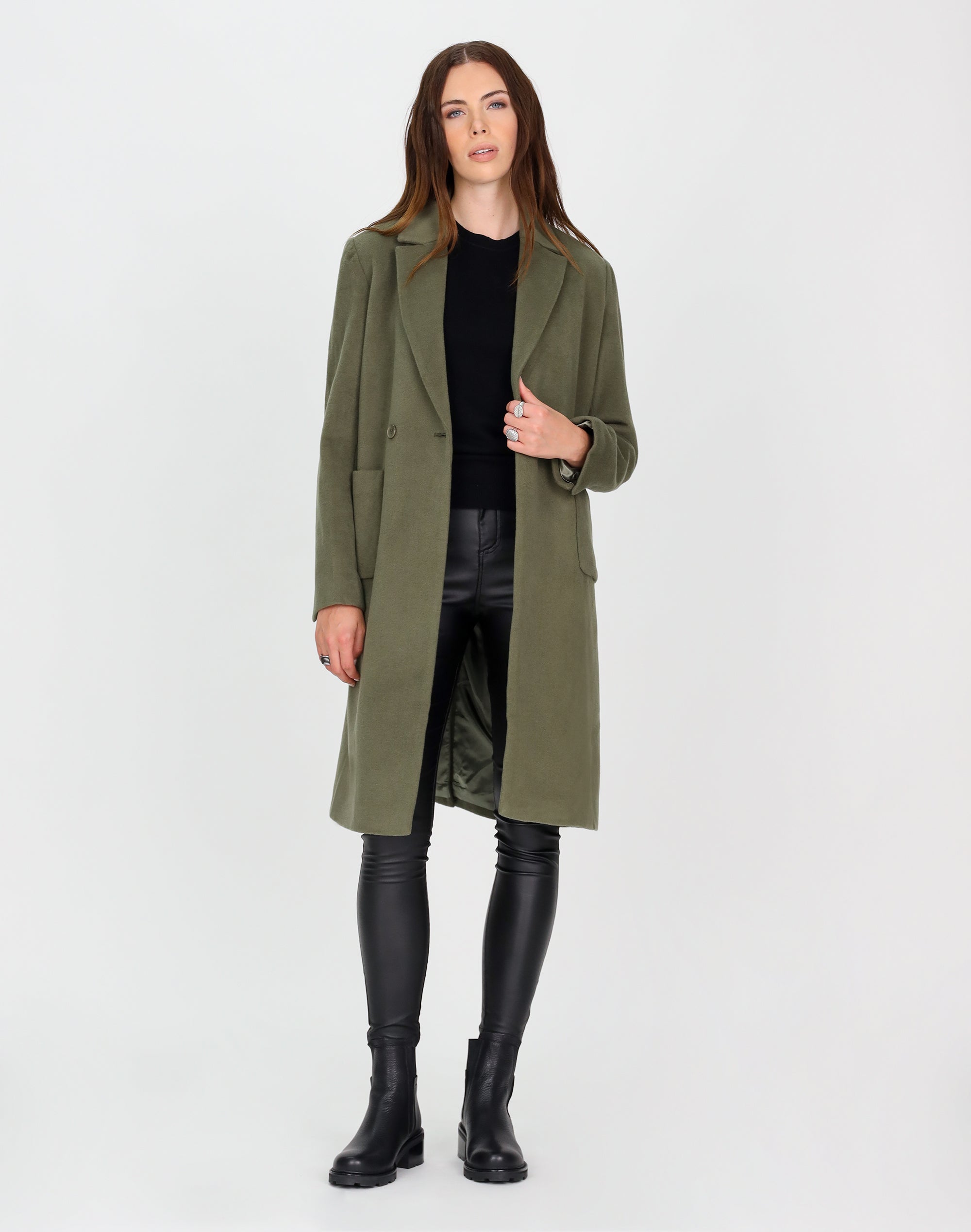 Womens khaki deals wool coat