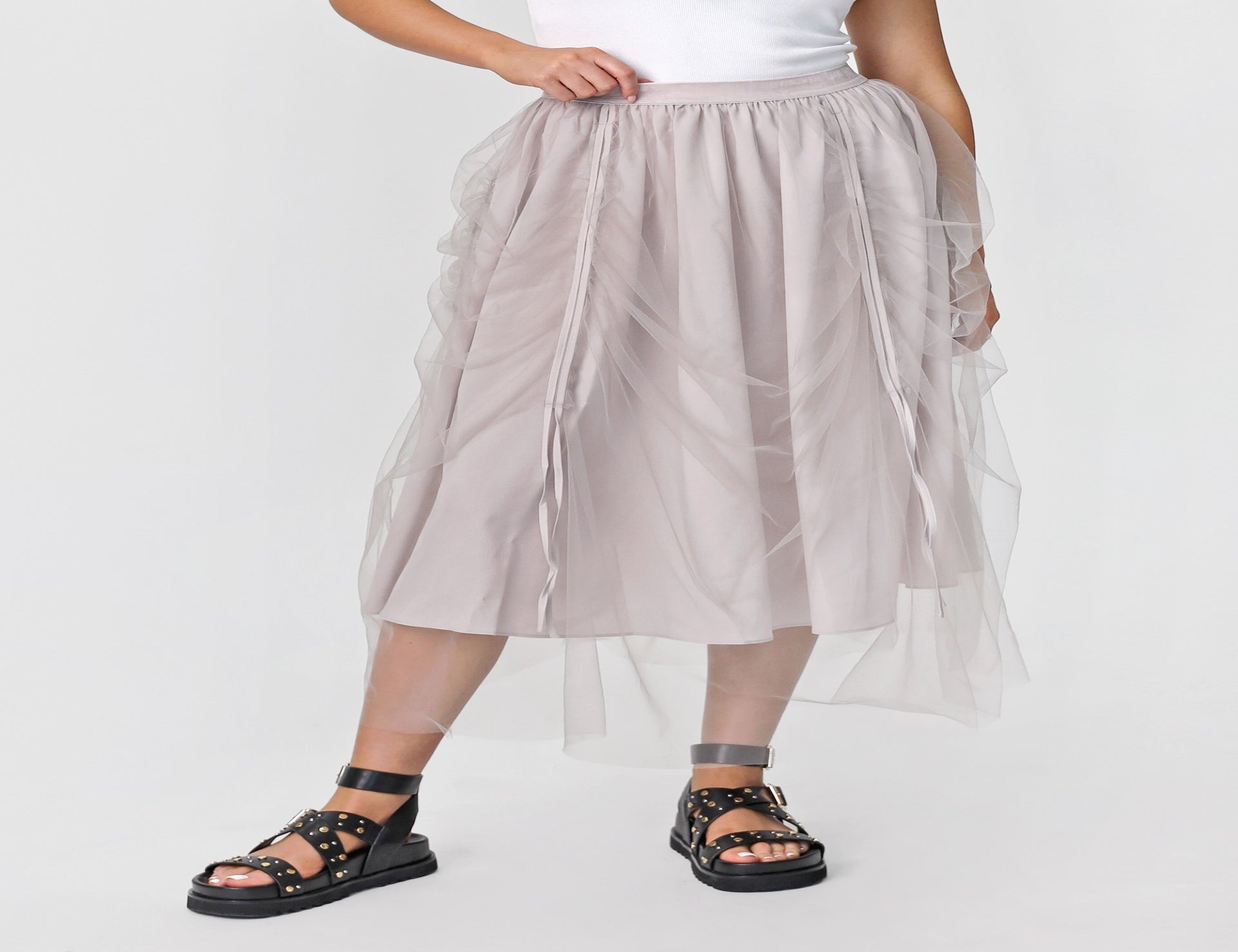 Ruched Mesh Skirt - Pink - Skirts - Long - Women's Clothing - Storm
