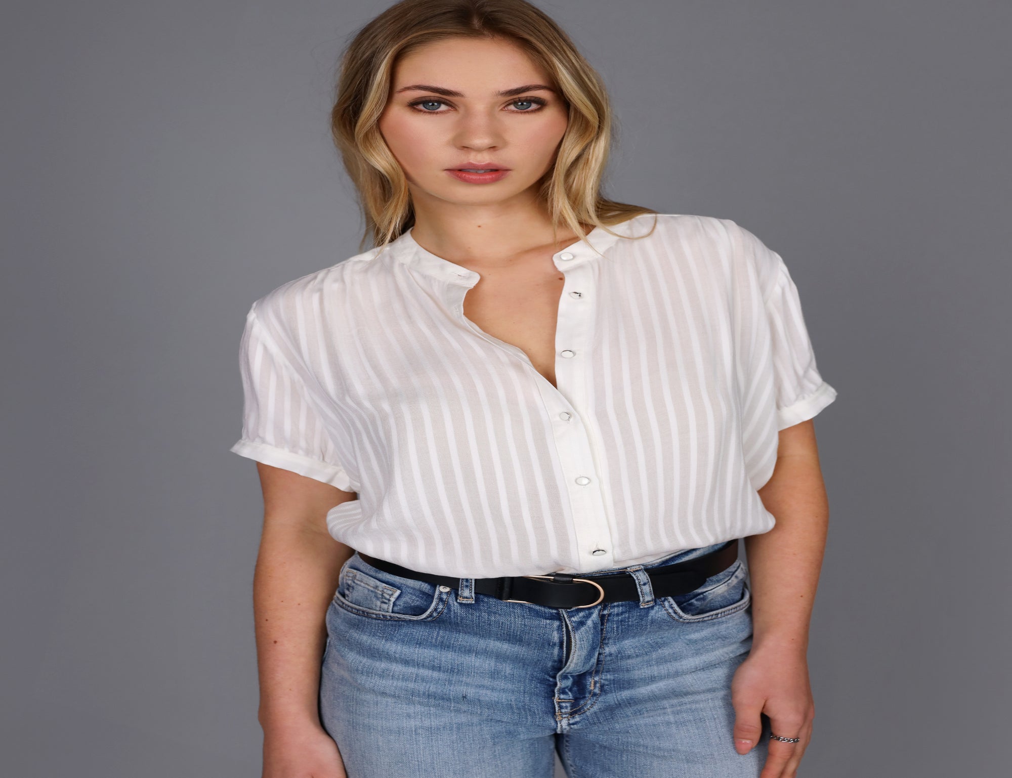 Self Stripe Button Shirt