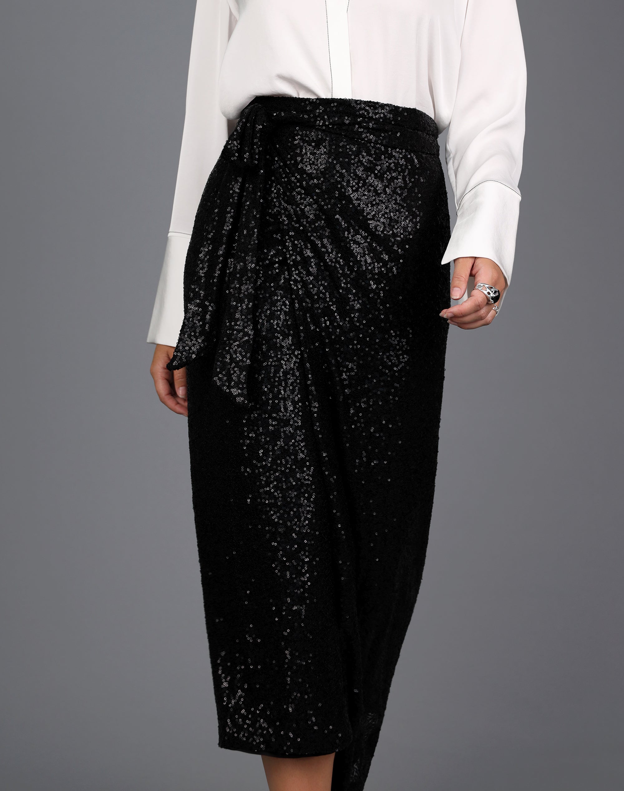 Sequin Wrap Skirt Black Skirts Long Women s Clothing Storm