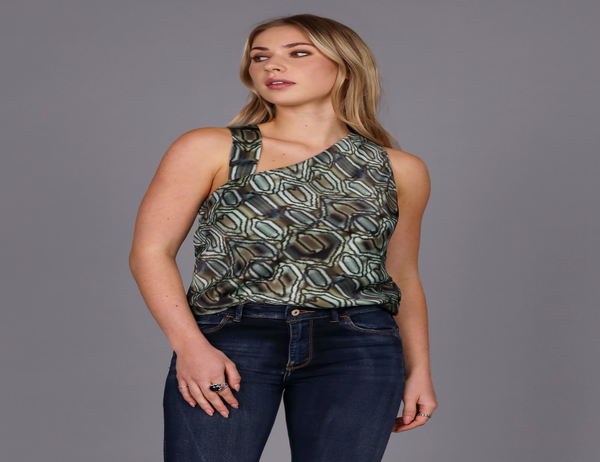 Shadow Print Halter Neck Top