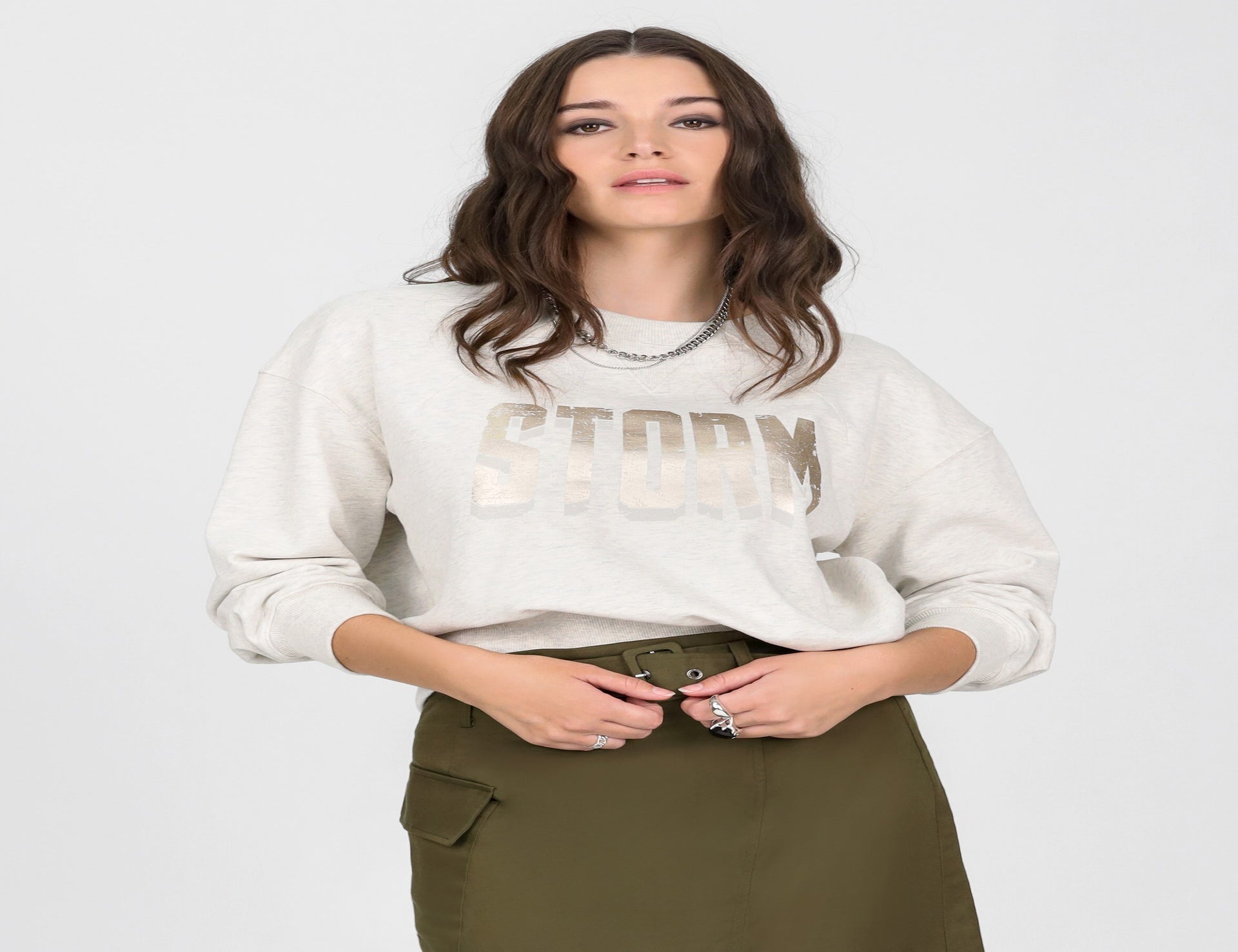 Storm Graphic Print Sweater - Gold - Tops - Long Sleeve - Women's ...