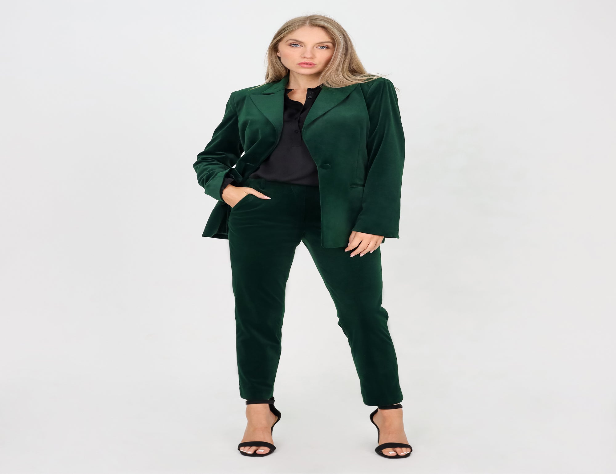 Rock and Roll Denim Women's Green Velvet Blazer