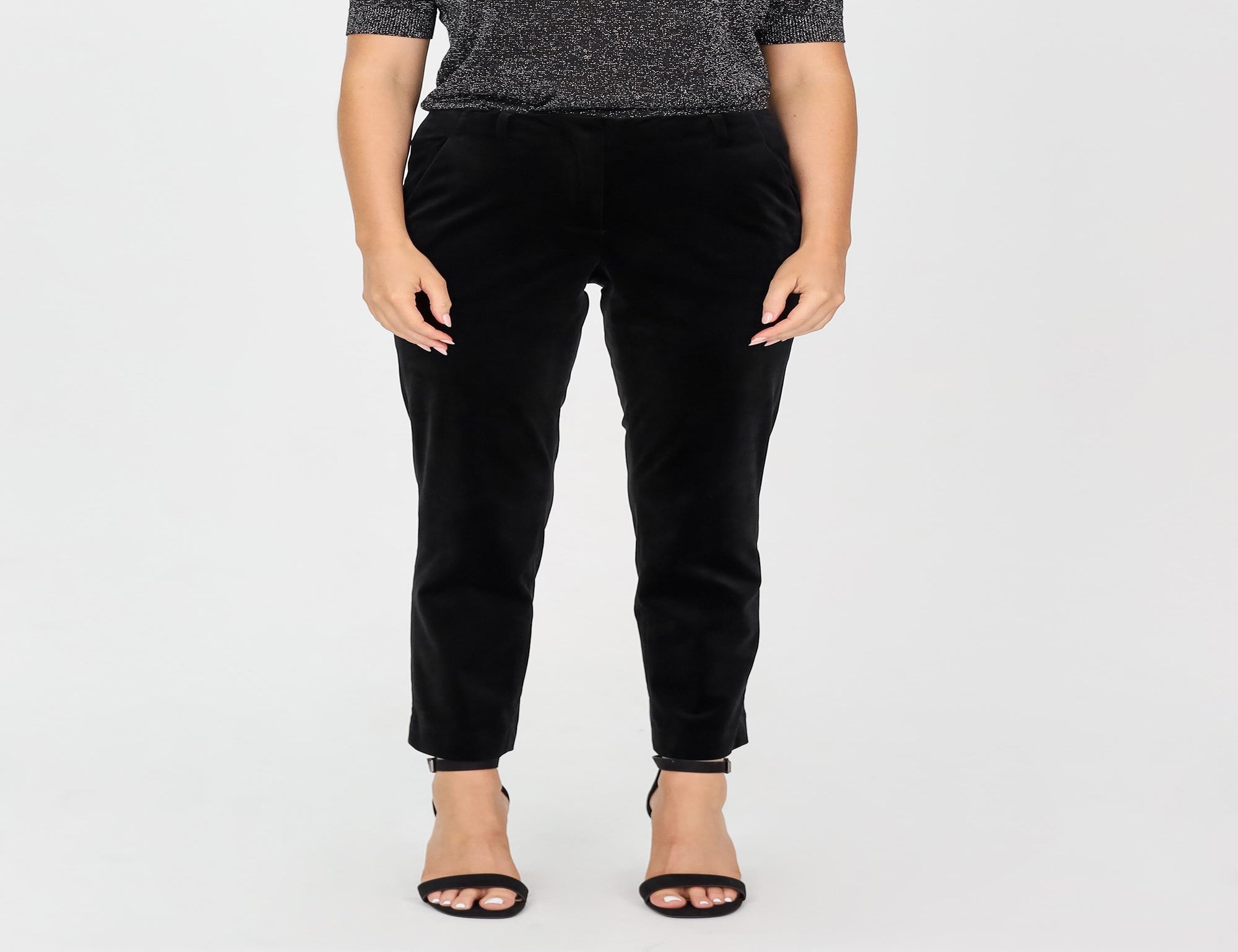 Black velvet shop stretch pants