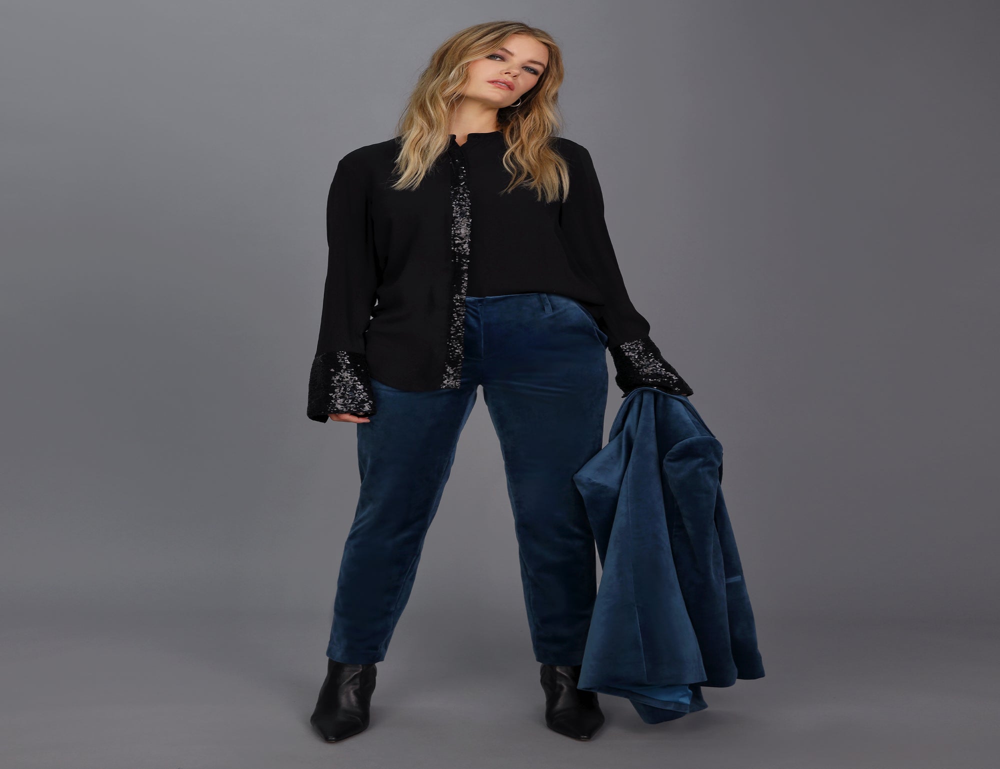 Stretch Velvet Tuxedo Pant