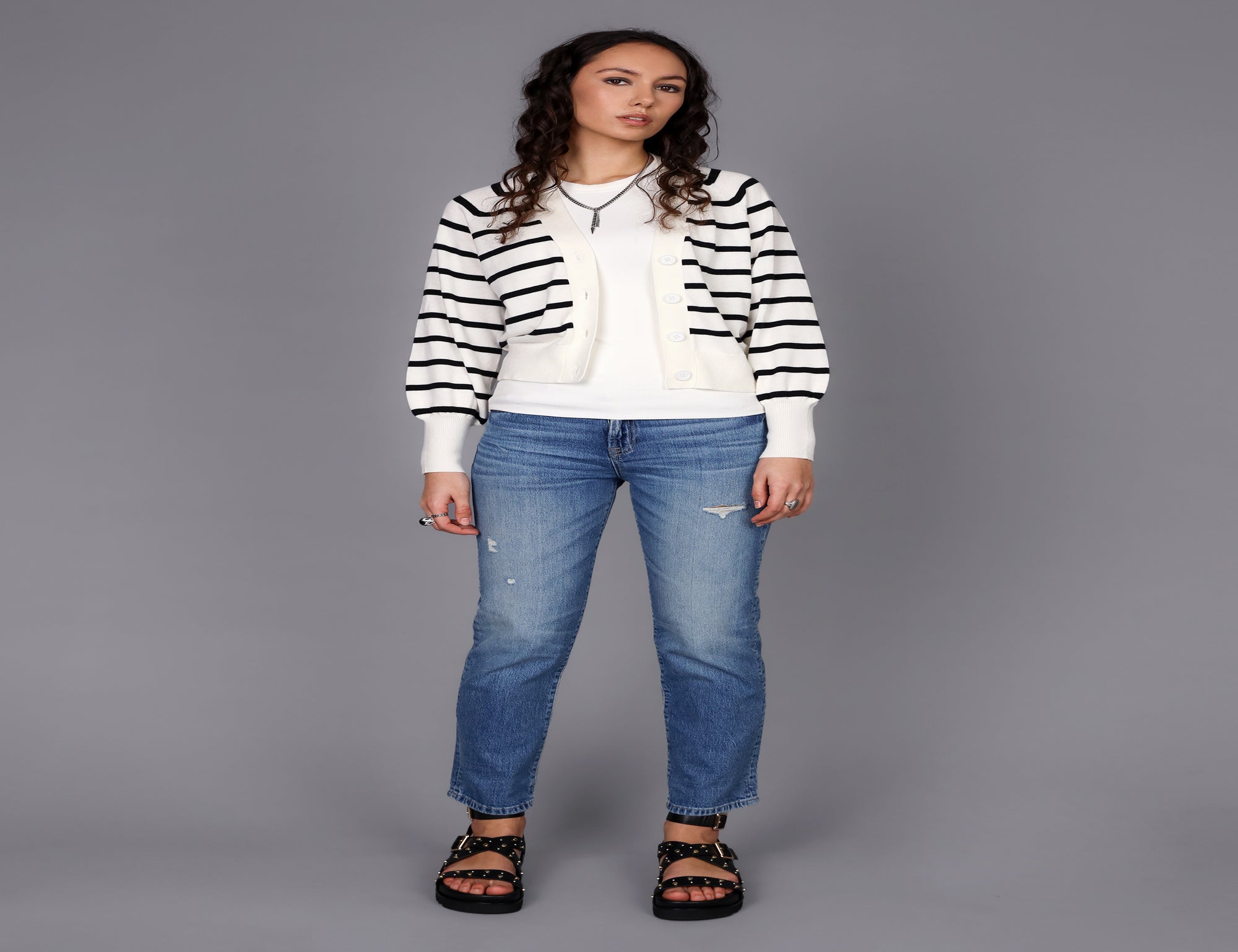 Stripe Silk Cotton Cardi