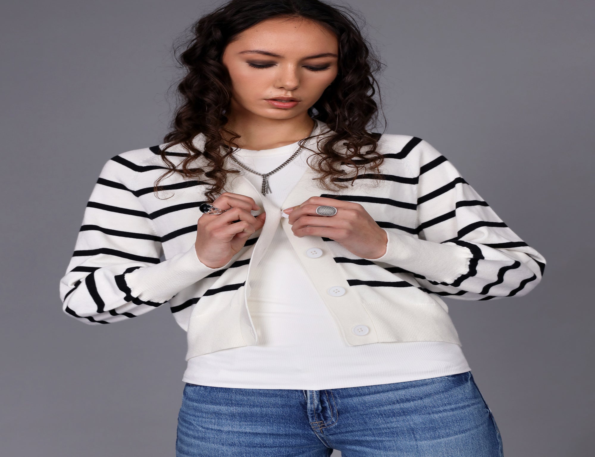 Stripe Silk Cotton Cardi