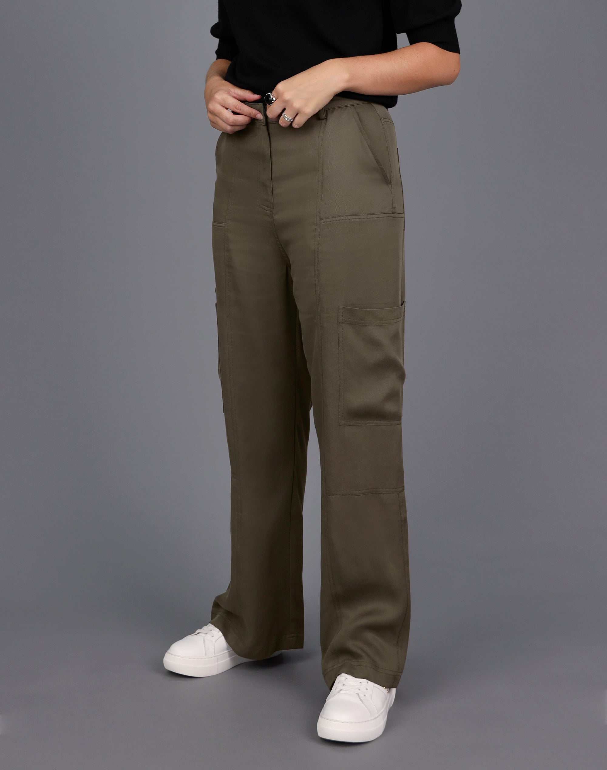 Twill Double Pocket Wide Leg Pant