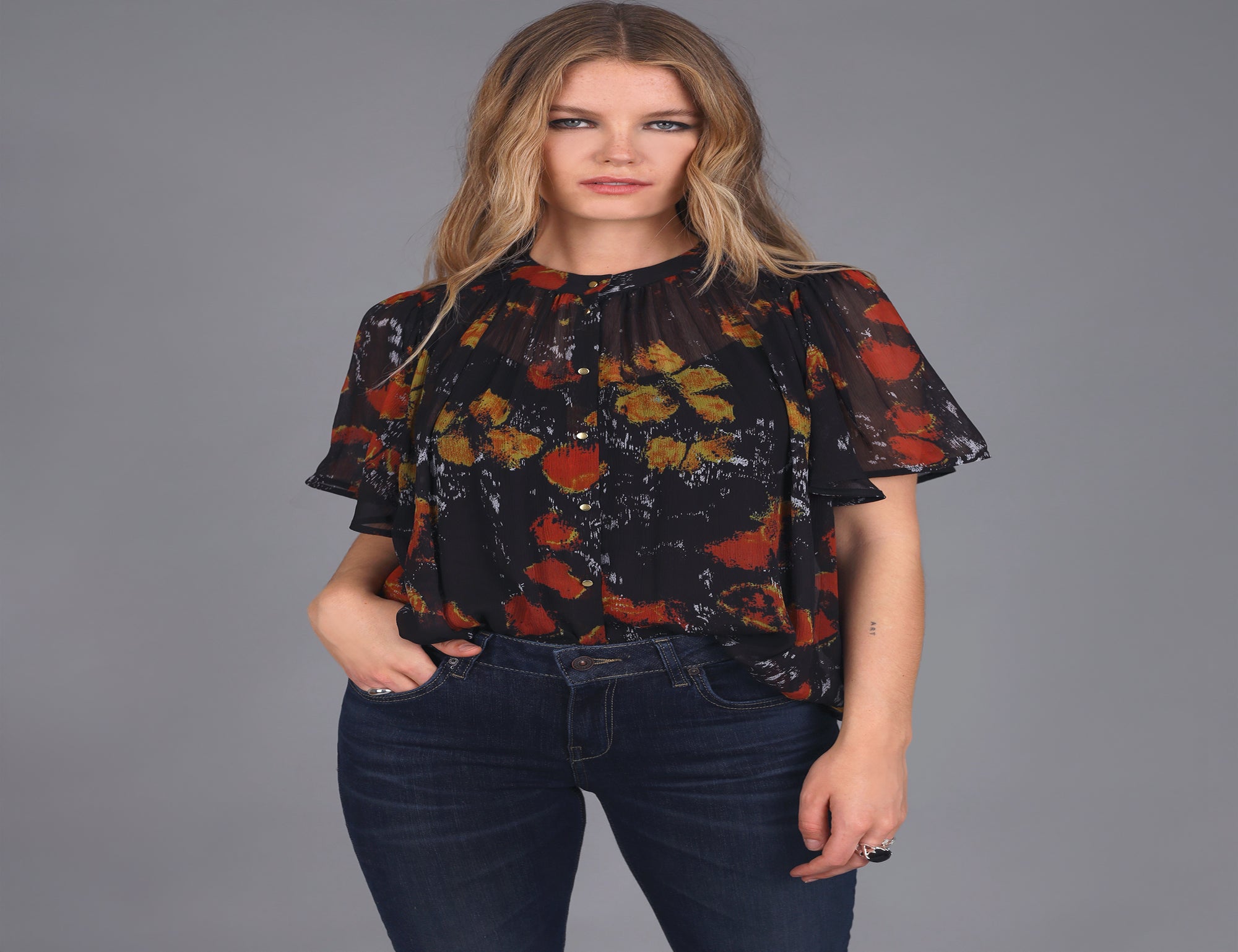 Volcan Floral Print Top