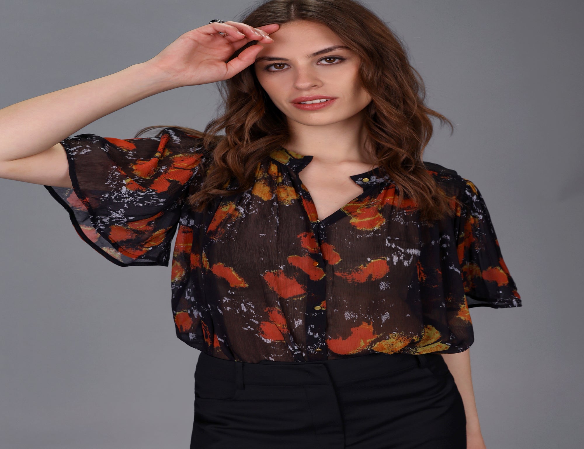 Volcan Floral Print Top