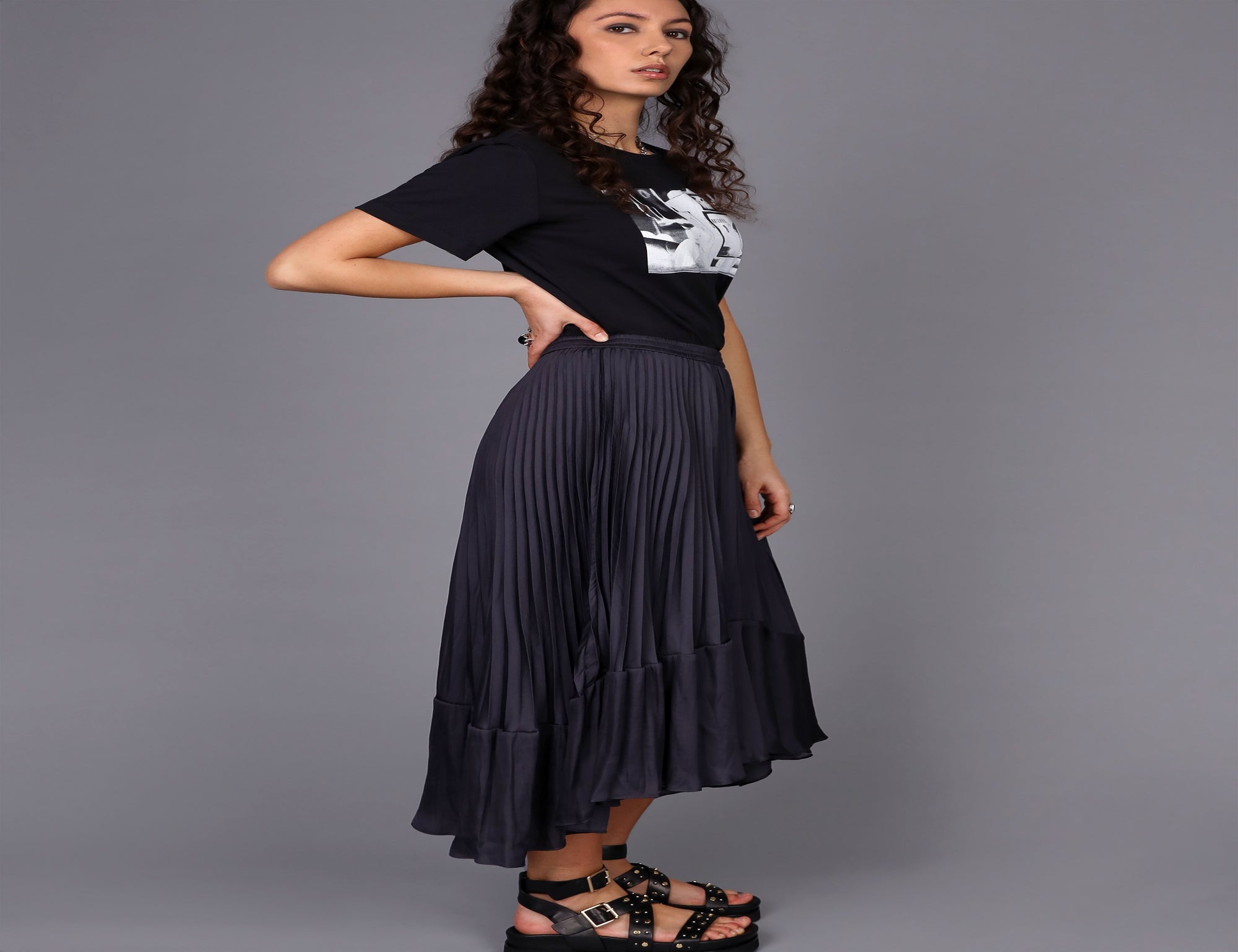 Westbay Pleated Satin Skirt