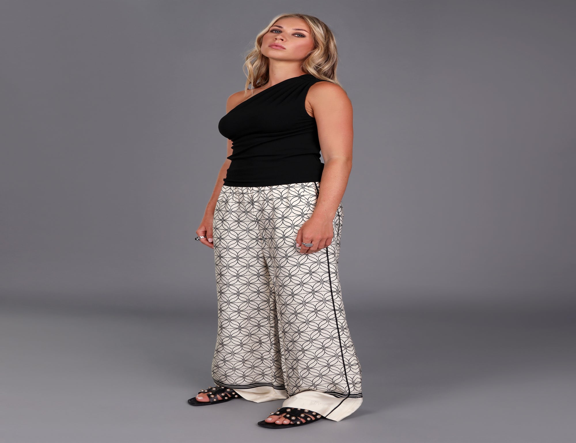 Wide Leg Geographic Print Pants