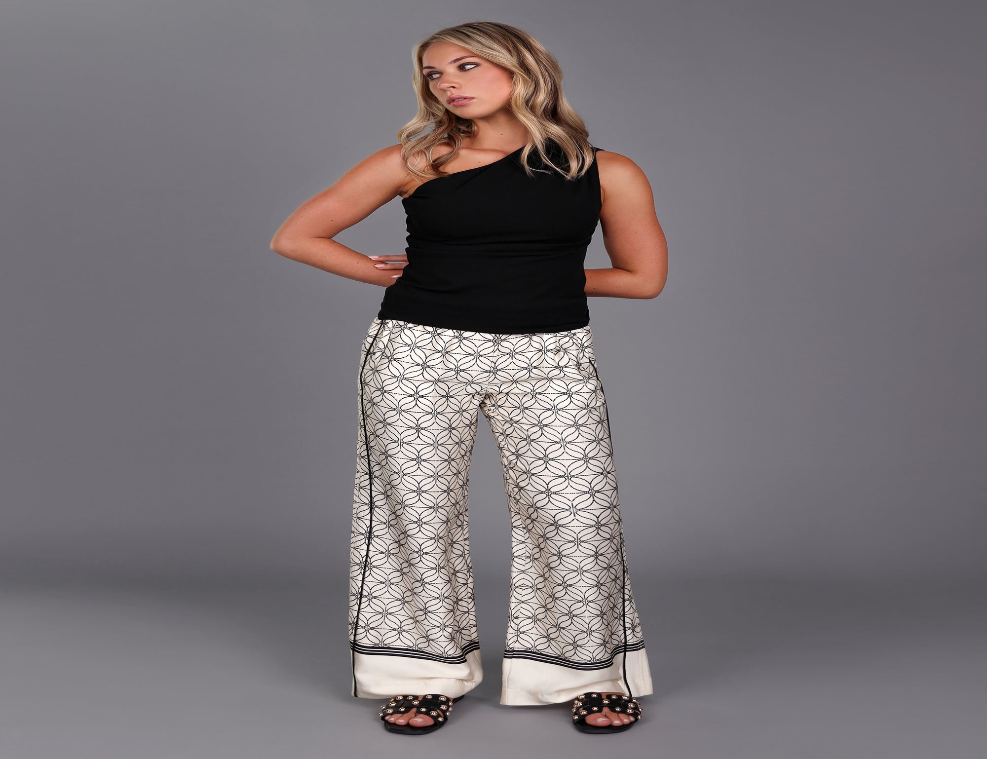 Wide Leg Geographic Print Pants