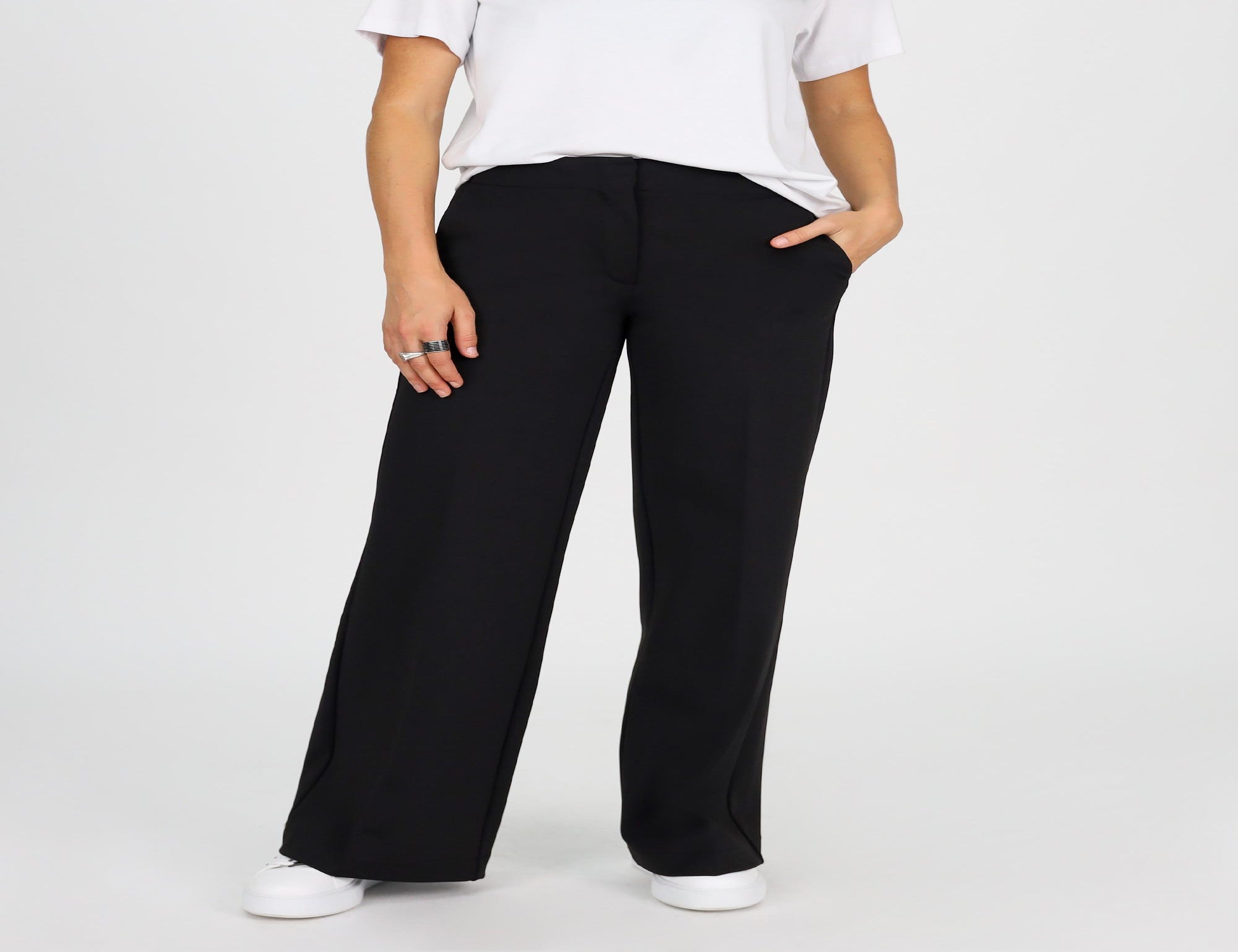 Wide Leg Knit Pant - Black - Pants - Full Length - Women's Clothing - Storm