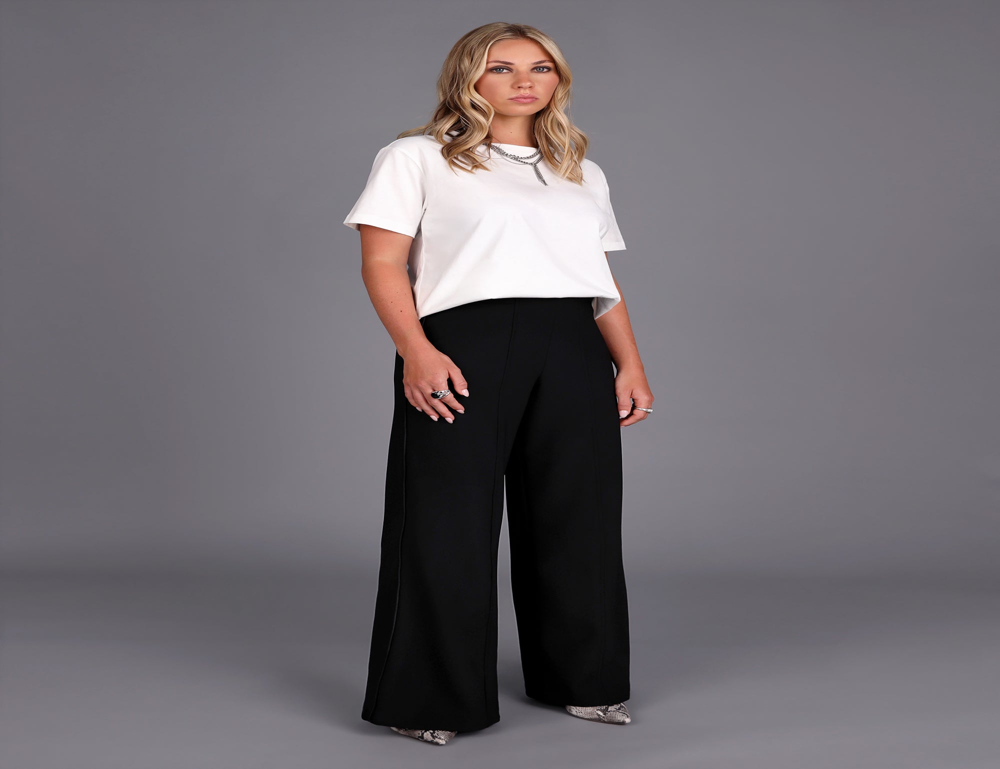 Wide Leg Knit Tux Pant