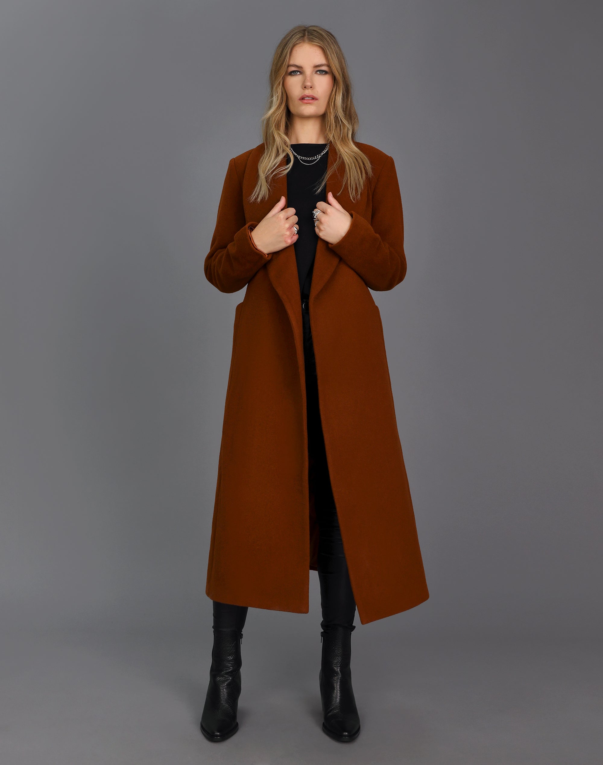 Rust wool coat womens online