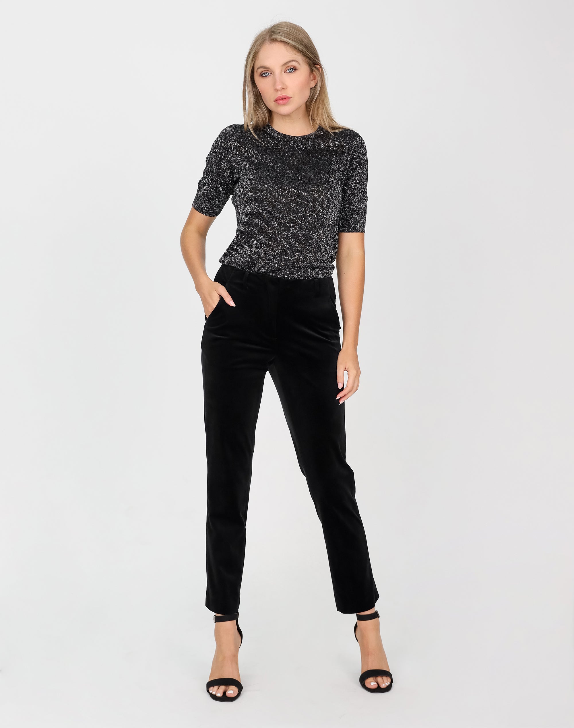 Velvet slim leg outlet trousers